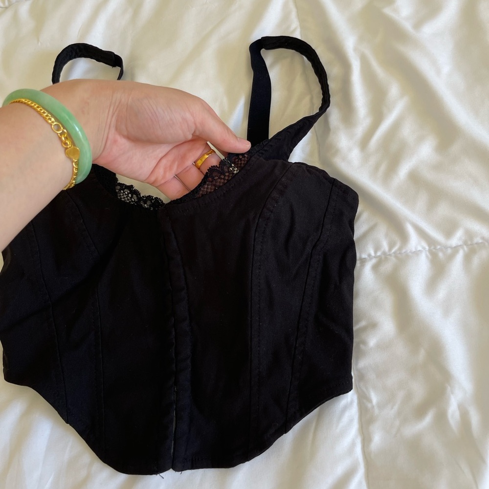 GARAGE bustier lace lining corset black top SIZE SMALL